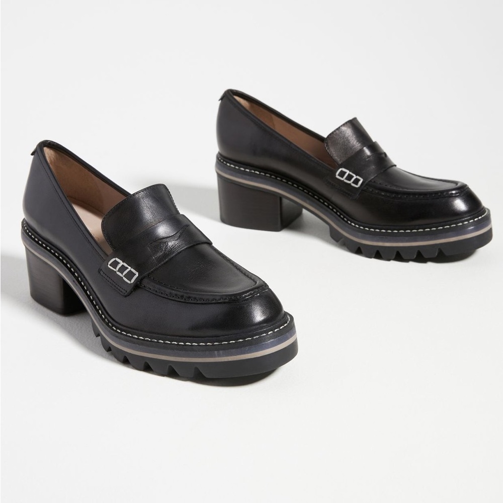 NWT Anthropologie Bernardo Selma Heeled Loafers Black 10